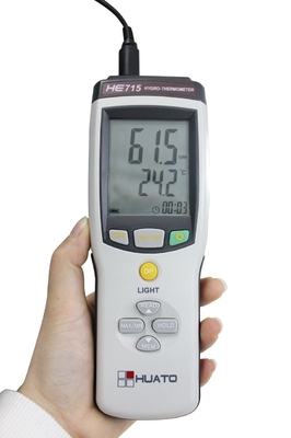 China Digital-Thermometer-Hygrometer der Reihen-HE715 Hand-mit Batterie der Sonden-9V  fournisseur